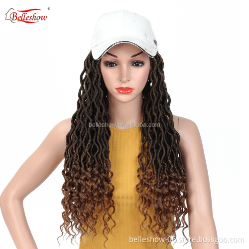 Hot sell wholesale crochet braid hair faux locs with curly ends wavy faux locs crochet goddess faux locs black basketball hat